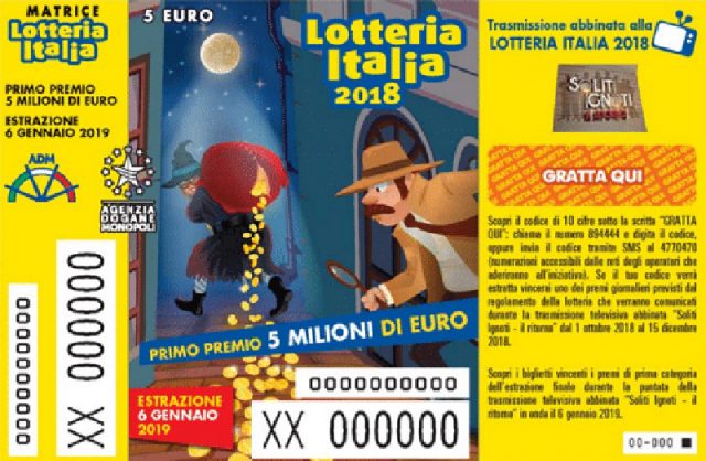Lotteria Italia 2018, un premio da 50mila euro vinto a Verbania